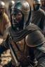 Placeholder: A picture of a black-skinned Muslim man, a knight, witnessing battles