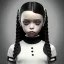 Placeholder: jenna ortega, wednesday addams hair style, wednesday make up, wednesday addams black dress, cinematic, addams family wednesday style, hyper detail, octane render, unreal engine 5, 8k resolation