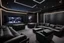 Placeholder: a black themed dedicated home cinema room with LED ambient lighting in the walls make sure the room is completely symmetrical