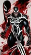 Placeholder: A close picture of Venom symbiote as ghost of Sparta red tattoos and Clothes, holding blade of choice