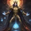 Placeholder: A divine being made from the combination of water and sun with cosmic powers and Dracula God-like man with infinite power who owns the galaxies and wears a beautiful crown A battle suit made of galaxies and stars with a glove that has seven endless stones with a mighty army behind him