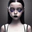 Placeholder: jenna ortega wednesday addams hair, wednesday addams make up, wednesday addams black dress, cinematic, hyper detail, 8k resulation