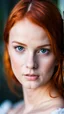 Placeholder: portrait of a pretty young red head with heterochromia