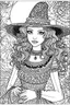 Placeholder: coloring pages for adults, beautiful girl in hallowen costume, in the style of Blocky, Swirly lines, Low Detail, Graded background, Black and white, No Shading, --ar 9:16