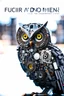 Placeholder: Owl made of computer parts, Lush Void: The Solar-Cyborg, Underpunk, imperfection, natural lighting, cinematic, Fuji Film, Anamorphic lens, 2040s, deep depth of field, Solarpunk