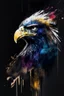 Placeholder: abstract painting, watercolor, full color, black background, 8k resolution, splashed, varied brushstrokes, eagle head