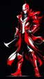 Placeholder: Dragman art illustration black background red and white color full body