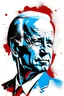 Placeholder: stylized stencil portrait of Joe biden in solid red, beige and (light and dark) blue with the the script "повиноваться" overlaid on the bottom of the image in red