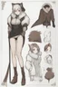 Placeholder: A dnd character sheet. A woman dressed for the cold north in black and white furs, with brown hair