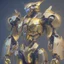 Placeholder: Android concept , realistic, golden ratio, symmetric, gundam, mecha, transformer, metallic shiny armour , curcuits, leds, weapons on forearms, intricately detailed, ray tracing, octane render