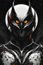 Placeholder: Owlman, comic style artwork, dark black, Orange and white, calm