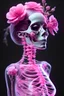 Placeholder: woman, body, skeleton,flower face , x-ray, transparent, pink, veins, visible, detailed, intricate, elegant, ethereal, surreal, realistic, hyper-realistic, 8k, high-resolution