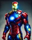 Placeholder: Super Iron Man, blue and red and yellow armor, kryptonite powered,