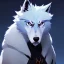 Placeholder: wolf furry blue hair digital art anime style male white fur anthropomorph