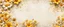 Placeholder: Hyper Realistic Beige-&-Yellow small-multicolor-flowers With Glowing Golden Embers On Off-White Grunge Rustic Wall Background.