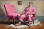 Placeholder: pink chair with big gay man .19th painting