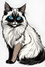 Placeholder: Birman Cat Breed clipart line art, half body short logo.