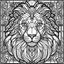 Placeholder: outline art for square lion head stained glass style coloring page for kids, classic manga style, anime style, realistic modern cartoon style, white background, sketch style, only use outline, clean line art, no shadows, clear and well outlined