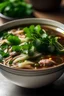 Placeholder: A picture of a bowl of pho with steaming broth, rice noodles, and sliced beef.