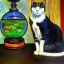 Placeholder: oil portrait of a Cat watching a fishbowl by Monet 8k