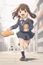 Placeholder: cute japanese school girl running with a slice of toast in her mouth