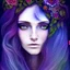 Placeholder: perfect long-haired woman, perfect eyes, full face tattoo of flower art and trees extending past face and morphing into galaxy, 8k resolution, high-quality, fine-detail, intricate, digital art, volumetric lighting