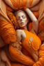 Placeholder: sleeping female, orange and yellow tones, insanely detailed and intricate, hypermaximalist, elegant, ornate, hyper realistic, super detailed, by Pyke Koch