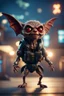 Placeholder: glowing vampire bat gremlin official doctor hippie in the evening, hovering with glowing jets from rocket backpack over hospital, in the style of a fallout 4,bokeh like f/0.8, tilt-shift lens 8k, high detail, smooth render, down-light, unreal engine, prize winning