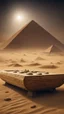 Placeholder: Hyper Realistic UFO spaceships outside Egyptian mummy coffins outside Pyramids with sandstorm at dark night