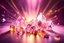 Placeholder: tanti cristalli di luce rosa e gialli su sfondo luminoso con raggi di luce