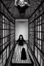 Placeholder: Wednesday Adams in 3d scary dark room Escher style