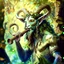 Placeholder: satyr male nature spirit in Greek mythology, both human-like and goat- or horse-like features. their deep love drinking, dancing, and music. Prompt: "painting, pan satyr playing wooden flute, ram horns, by Kris Kuksi, beautiful leafy background, sunny day" Modifiers: bokeh sharp focus fantasy intricate 8k portrait beautiful dynamic lighting close up hyperrealistic crisp quality Unreal Engine hdr cinematic postprocessing Alphonse Mucha salvator dali black ink Craig Rutkowski Moody colors