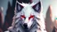 Placeholder: Feral, White fur, Werewolf, Red eyes, character, waist up portrait, oil on canvas, expert, insanely detailed, 4k resolution, cinematic smooth, intricate detail,