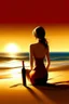 Placeholder: woman with wine bottle in beach digital art