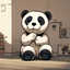 Placeholder: child panda sits inside the lotos, draw it in 2D cartoon anime style with lineart and light shadows