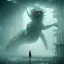 Placeholder: Kaiju, female monster, humanoid bodybuilder, curvaceous giant, horrorpunk,futuristic, city, smoke, rain, digital illustration, fantasy, architecture, sharp focus, concept art, octane render, scary, 8 k