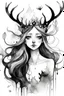 Placeholder: Watercolor black and white magic pixie with long hair