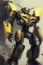 Placeholder: Digital art of bumblebee from transformers posing with crossed armes