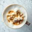 Placeholder: close up top-down view of a latte with a maximal complex Seattle city skyline formed in the milky foam, 2D miniature city, macro photo, professional photography, looks like an advertising campaign photo, delicious