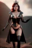 Placeholder: Raquel Welch as evil queen in black leather gown, angry, busty, curvey, cleavage, unreal 5, octane render, cinema4d, dynamic lighting, dramatic lighting, 4k, redshift render, highly detailed, hyper realistic