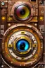 Placeholder: futuristic pinhole camera in Kente, rusted clocks lens, cinematic, scaffolding, cyberpunk, 8k quality