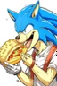 Placeholder: sonic putting bread in a mans mouth