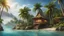 Placeholder: a thailand fantasy agoon with palm trees and tree house on the lagoon’s beach and detail real cozy look n 8k realistic