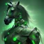 Placeholder: A beautiful portrait of a cyborg horse green color scheme, high key lighting, volumetric light high details psychedelic background