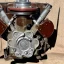 Placeholder: 1 piston engine, rusty, old, big size, brown