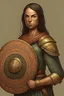 Placeholder: portrait human Female worrier with shield