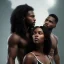 Placeholder: Beautiful black woman with long black hair standing next to white handsome dark haired muscular man, fantasy, ethereal, soft lighting, realistic lighting, HD 8K