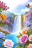 Placeholder: Trés belles roses, rainbows, beautiful colors gardens , flowers, cascades,Birds, butterfly