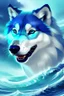 Placeholder: ocean waves turning into a portrait of a blue wolf, concept art, illustration, 4k