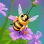 Placeholder: Acute, adorable baby bee on a beautiful flower, disney style cartoon